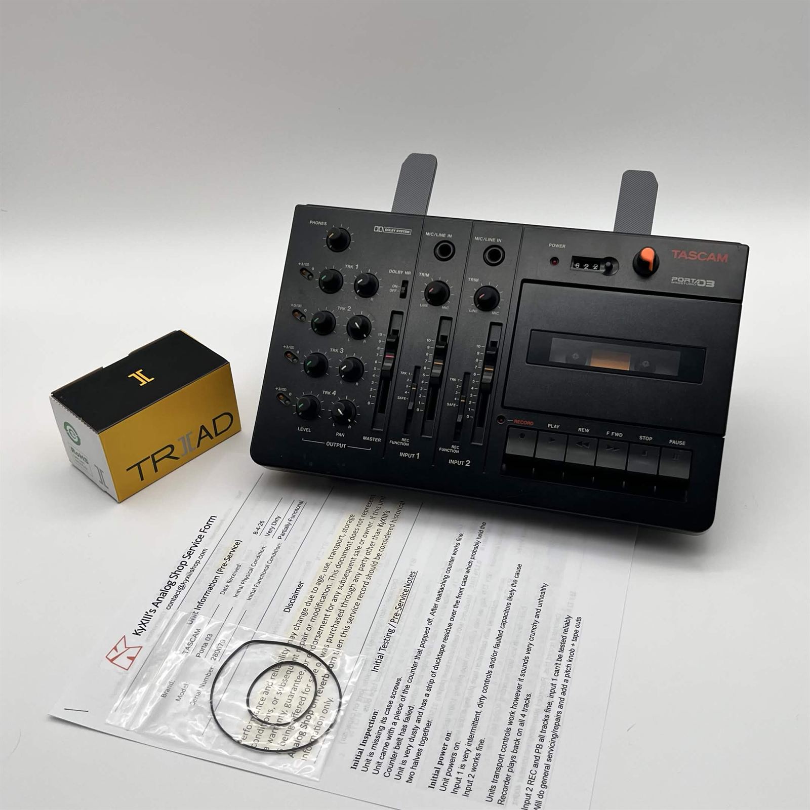 Tascam Porta 03 Ministudio with service form